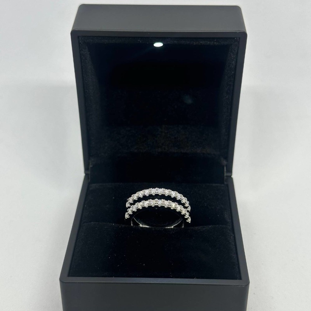 Moissanite Diamond Ring Enhancer Double Row Wedding Band Brilliant GRA Size 10